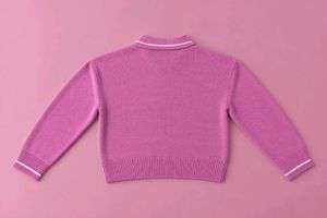 PINK STRIPED COLLAR CROPPED KNIT POLO