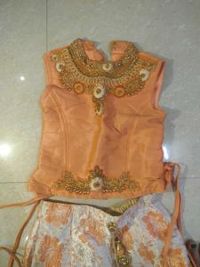 Orange Floral Lehenga Choli Set