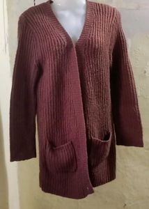 Burgundy Knit Cardigan