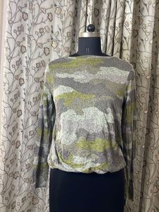 Camouflage Print Long Sleeve Top
