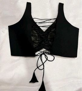 Stylish Black Lace-Up Blouse