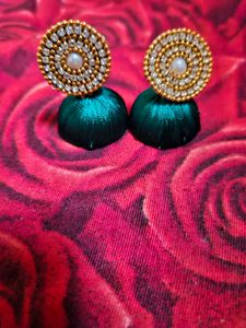 Green Silk Thread Earring