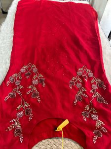 Stunning Red Embroidered kurta set