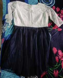 Elegant Lace & Navy Blue Dress