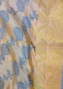 Peach and Slate Floral Banarasi Fabric