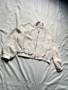 Sheer Lace Bomber Jacket