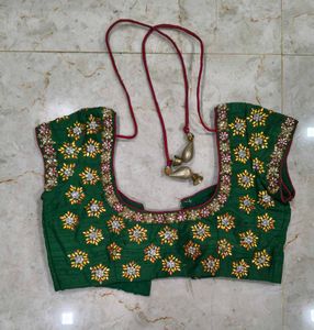 Embroidered Green Blouse