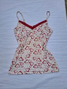 Cream Heart Print Cami Top