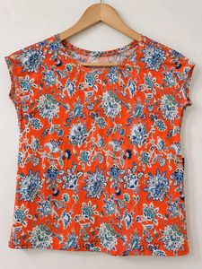 Orange Floral Print T-Shirt