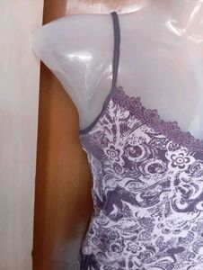 Purple Floral Lace Trim Cami Top