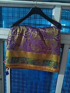 Exquisite Purple &amp; Gold Brocade Saree