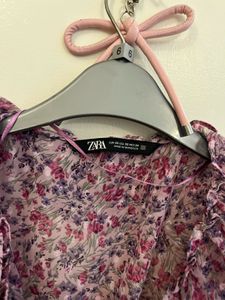 Sheer Floral Ruffle Crop Top