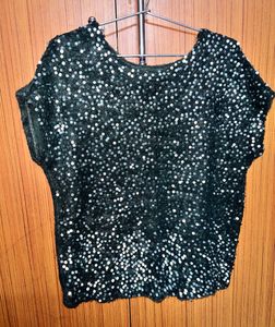 Sequin Dark Green Party Wear Top