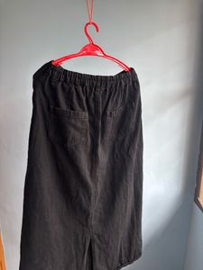 Black Denim Midi Skirt