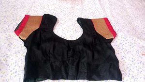 Elegant Black Saree with Golden Accents