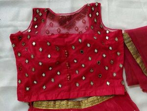 Pink flared lehenga choli set