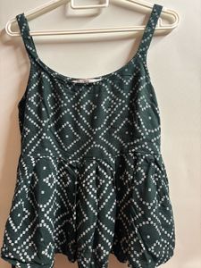 Green Printed Spaghetti ethnic Kurti