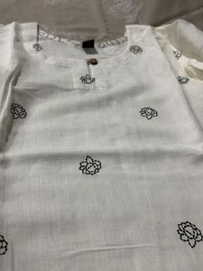 White Kurta with Floral print