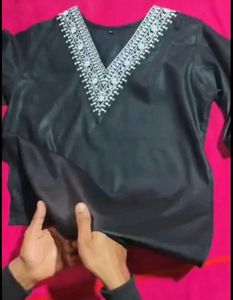 Elegant Black Kurta with Silver Embroidery