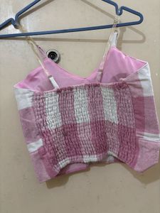 Pink shirt and crop top pair