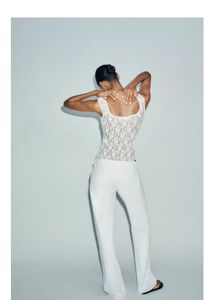 Zara celebs style White Lace Bodysuit