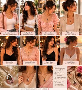 Charming Pink Floral Teardrop Pendant Necklace