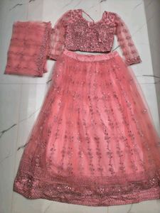 Elegant Pink Sequins Lehenga Choli Set