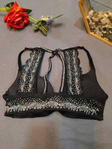 Black Lace Trim Front Clasp Bra✨