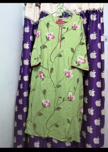 (New) Light Green Floral Print Kurta Set