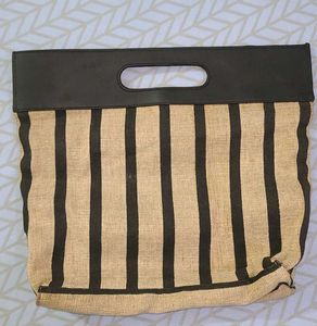 Exported Jute&amp;Leather Tote Bag-(New) never used
