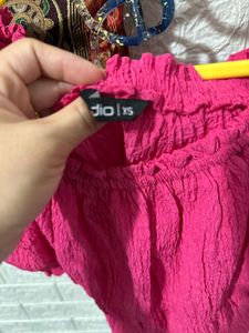 Vibrant Pink Crinkled Top