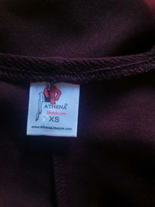 Maroon V-Neck Ruffle Belted Dress