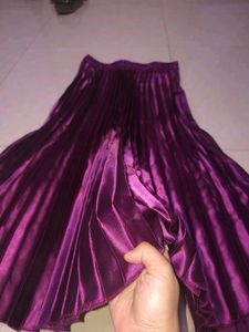 Elegant Purple Pleated Midi Skirt