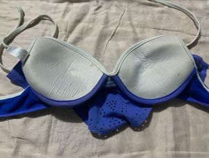 Blue Ruffle Bikini Top