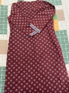Maroon Printed Kurta