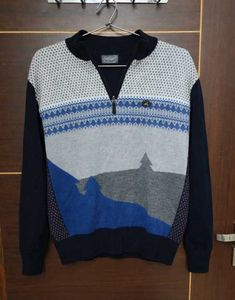 Stylish Men's Patterned Quarter-Zip Sweater