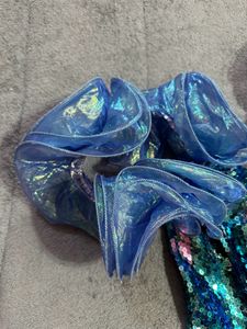Blue Sequins Ruffle Dress (bust :30-32