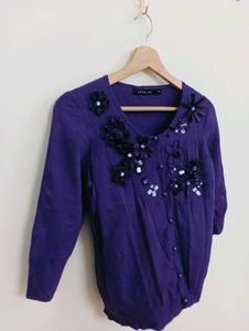 Embellished Purple Cardigan