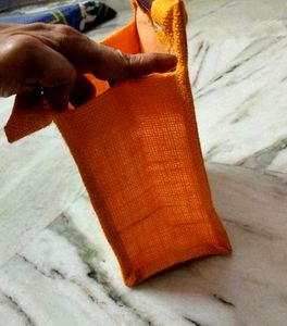 Orange Jute Rangoli Bag with Handle