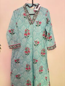 Beautiful Aqua Floral Kurta