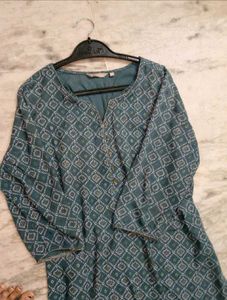 Teal Geometric Print Kurta