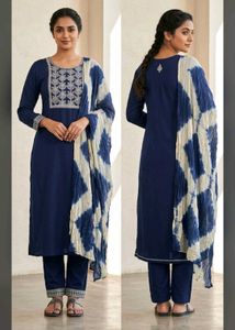 Elegant Navy Blue Embroidered Kurta Set