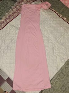 Elegant Pink One-Shoulder Maxi Dress size-medium
