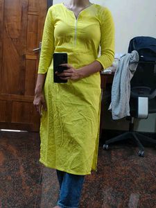 Elegant Yellow Cotton Kurta