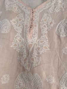 Peach Lucknowi Kurta