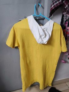 Yellow Lace-Up Neck T-Shirt