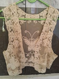 Elegant Lace Butterfly Crop Top