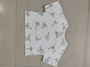 White Palm Tree Print T-Shirt