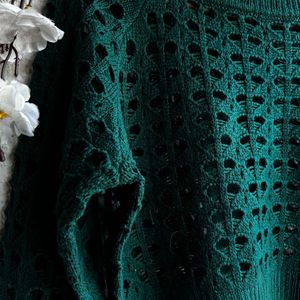 Chic Green Crochet Knit Sweater crop top