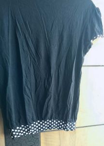Black Polka Dot Trim Top